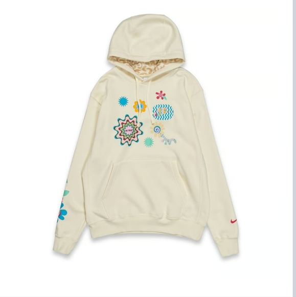 Nike Tops - Nike Cream Hoodie with Colorful Floral Design